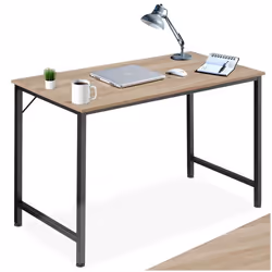 Bureau - TECTAKE - Table de bureau JENKINS en bois et acier 120 x 60 x 755 cm - Bois clair
