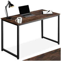 Bureau - TECTAKE - Table de bureau FLINT en bois et acier 59 x 120 x 765 cm - Bois foncé