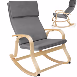 Fauteuil à bascule Avec des accoudoirs, cadre en bois de bouleau gris clair - TU