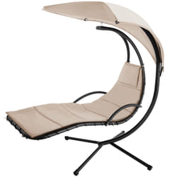 TecTake 404603 chaise de plage Noir, Beige Polyester, Acier