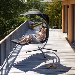 TecTake 404603 chaise de plage Noir, Beige Polyester, Acier