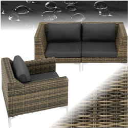Ensemble modulable en rotin Villanova ensemble 1, 2 places aluminium -