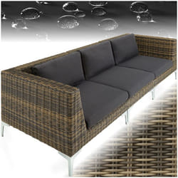 Ensemble salon de jardin modulable en rotin fauteuil et éléments d'angle structure en aluminium  gris anthracite chiné