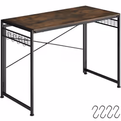 Bureau - TECTAKE - Table de bureau PATERSON pliable en bois et acier 102 x 51 x 77 cm - Bois foncé