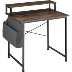 Tectake - Table de bureau avec étagère rangement et poche en tissu -