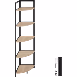 Mettez vos objets décoratifs en valeur avec l'étagère d'angle stylée Castlebar de tectake, au style industriel épuré. Cinq ét ...