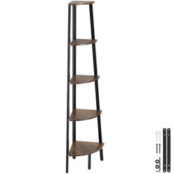 Bibliothèque - TECTAKE - Étagère sur 5 niveaux PORTLAND en bois et acier 34 x 34 x 1585 cm - Bois foncé
