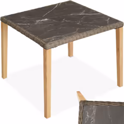 La table carrée en rotin Tarent de tectake se caractérise par sa surface attrayante à l'aspect marbré. La plaque de table est ...