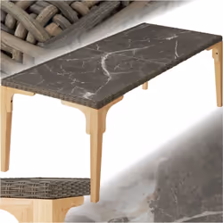 La grande table en rotin Foggia de tectake constitue une excellente base pour des heures de convivialité en plein air. Les de ...