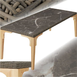 Tectake - Table en rotin avec cadre en aluminium et bois 196 x 87 x 76 cm