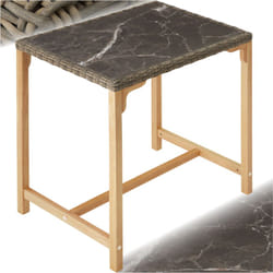 Table de bar en rotin avec cadre en aluminium et bois 96 x 65 x 100 cm