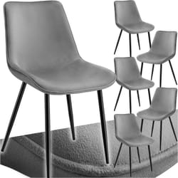 Lot de 6 chaises Rembourrées aspect velours assise Ergonomique gris
