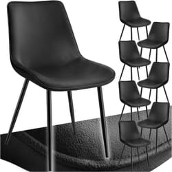 Lot de 8 chaises Rembourrées aspect velours assise Ergonomique noir