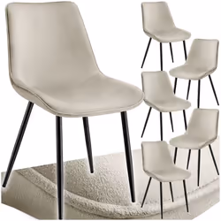 Lot de chaises rembourrées aspect velours Lot de 6 crème