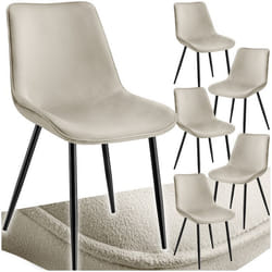 Lot de chaises rembourrées aspect velours Lot de 6 crème