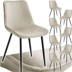 Lot de 8 chaises Rembourrées aspect velours assise Ergonomique crème