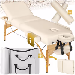 Ensemble de table de massage portable pliante 3 zones largeur 70 cm et rembourrage 7,5 cm  beige
