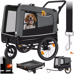 Remorque vélo pour chien multifonction 3-en-1  gris