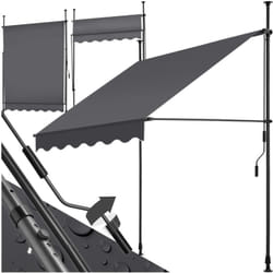 Store à pince sans perçage avec manivelle, réglable en hauteur - 150 x 180 cm, noir/gris