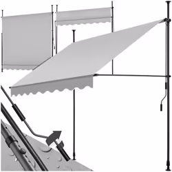 Store à pince sans perçage avec manivelle 200 x 180 cm gris clair