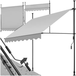 Store à pince sans perçage avec manivelle 200 x 180 cm gris clair