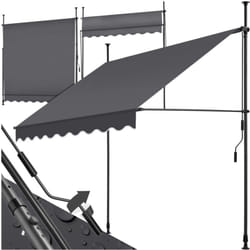 Store à pince sans perçage avec manivelle, réglable en hauteur - 200 x 180 cm, noir/gris