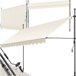 Store à pince sans perçage avec manivelle, réglable en hauteur - 350 x 180 cm, beige