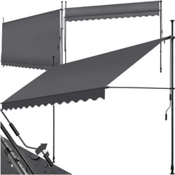 Store à pince sans perçage avec manivelle, réglable en hauteur - 350 x 180 cm, noir/gris