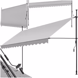 Store à pince sans perçage avec manivelle 400 x 180 cm gris clair