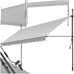Store à pince sans perçage avec manivelle 400 x 180 cm gris clair