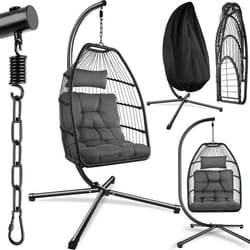 Fauteuil suspendu avec coussin et appui-tête extra épais  gris foncé
