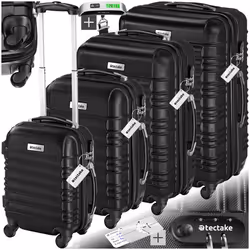 Set de valises rigides 4 pièces en plastique ABS robuste, pèse-bagages et une étiquette de valise incluses  noir