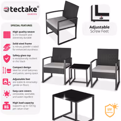 TecTake 404994 ensemble de meubles de jardin Noir, Gris