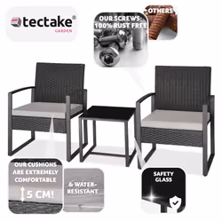 TecTake 404994 ensemble de meubles de jardin Noir, Gris