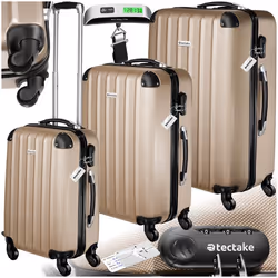 Ensemble de 3 valises 3 pièces en ABS robuste, balance à bagages et étiquette  champagne