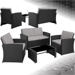 Tectake - Salon bas de jardin lucques 4 places - noir/gris