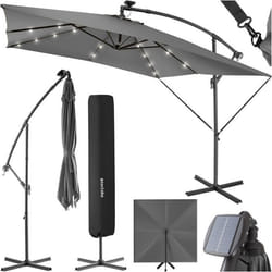 Parasol 250 x 250 cm avec éclairage LED solaire  gris clair