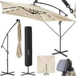 Parasol 250 x 250 cm avec éclairage LED solaire  beige