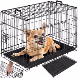 Caisse grillagée pour chien pliable avec 2 poignées de transport  noir