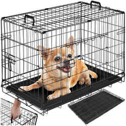 Caisse grillagée pour chien pliable avec 2 poignées de transport  noir