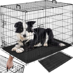 Tectake - Caisse grillagée pour chien pliable avec 2 poignées de transport
