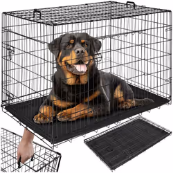 Caisse grillagée pour chien pliable avec 2 poignées de transport  noir