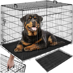 Caisse grillagée pour chien pliable avec 2 poignées de transport  noir