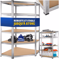 Étagère pour charges lourdes structure en acier galvanisé 180 x 89,5 x 89,5 cm, 875 kg argent