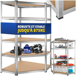 Étagère pour charges lourdes structure en acier galvanisé 180 x 89,5 x 89,5 cm, 875 kg argent
