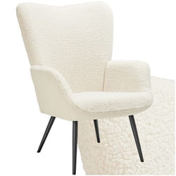 Fauteuil rembourré  Bouclé crème/noir