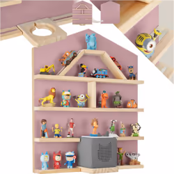 L'étagère murale Mylittle Story de tectake en forme de maison peut accueillir jusqu'à 50 Tonies répartis sur 12 rayonnages. L ...