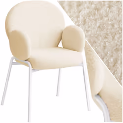 Chaise rembourrée avec revêtement en tissu bouclette crème