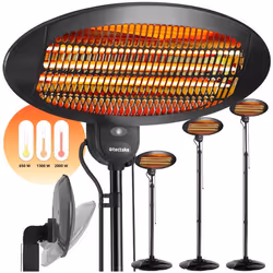 Radiateur infrarouge 3 niveaux de puissance, 650, 1300 et 2000 W  noir