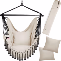 Le fauteuil suspendu Malika tectake vous permet de vous balancer comme sur un nuage et de vous détendre grâce à ses coussins  ...